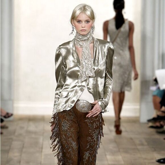 Ralph Lauren * Runway Collection Metallic Beaded Scarf - Picture 16 of 16
